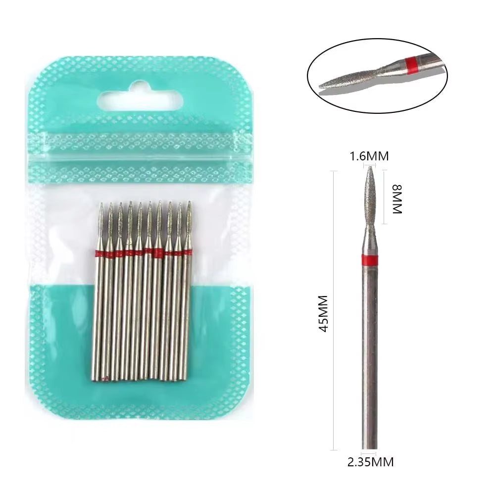 10Pcs Diamond Milling Cutter Nail Drill Bits Set for Manicure Accessory Pedicure Eletric Machine Nail Bit Brush Burr Tools