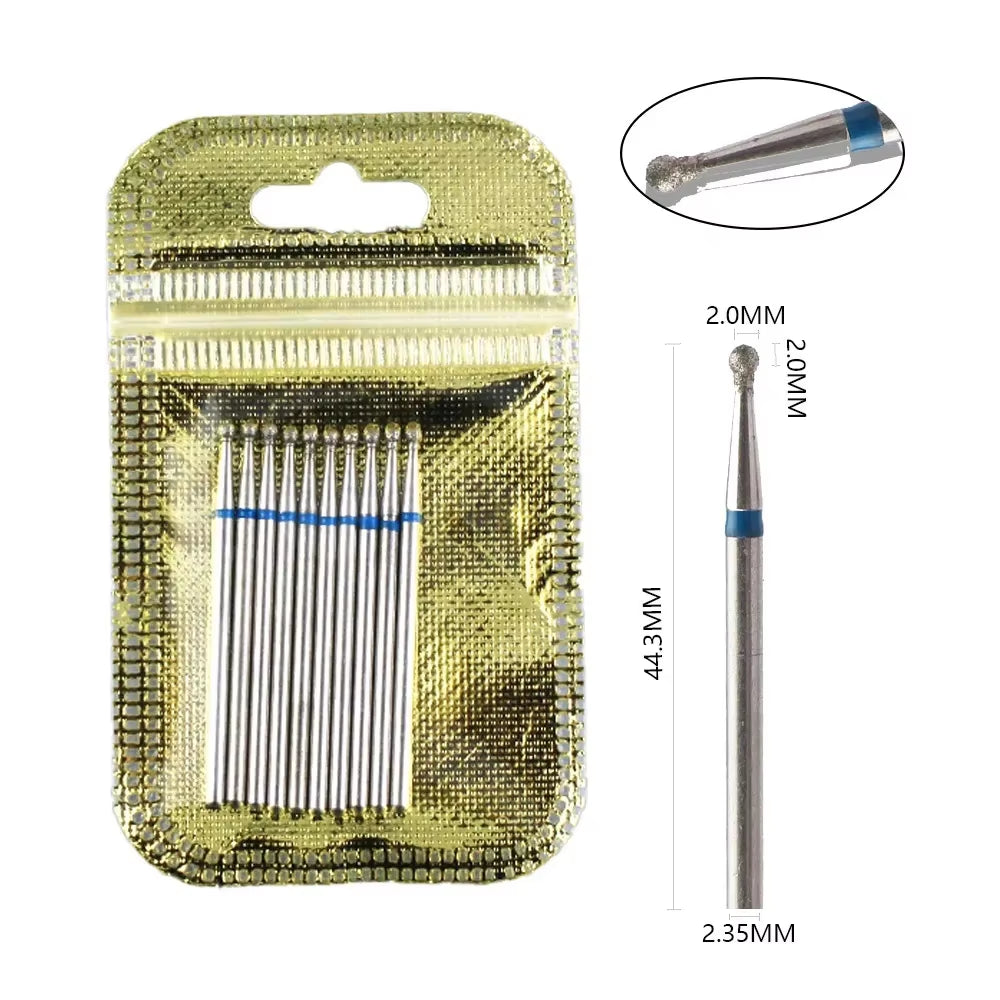 10Pcs Diamond Milling Cutter Nail Drill Bits Set for Manicure Accessory Pedicure Eletric Machine Nail Bit Brush Burr Tools
