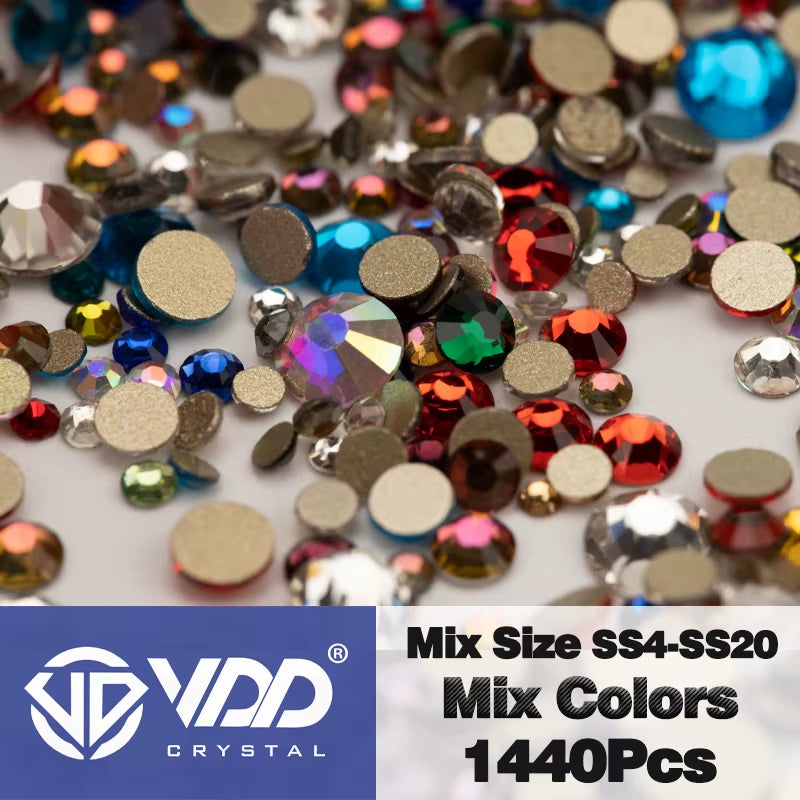 SS4-SS20 Mix Size Clear Crystal Non-Hotfix Gold Flatback Rhinestones Decorations DIY Glitter Stones 3D Nail Art Accessories