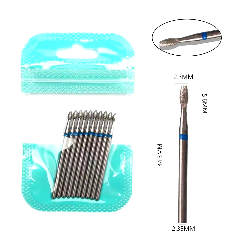10Pcs Diamond Milling Cutter Nail Drill Bits Set for Manicure Accessory Pedicure Eletric Machine Nail Bit Brush Burr Tools