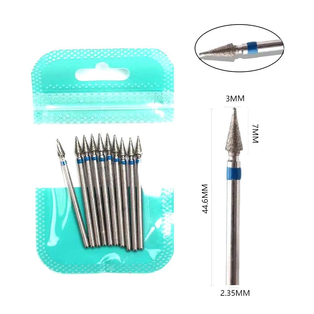 10Pcs Diamond Milling Cutter Nail Drill Bits Set for Manicure Accessory Pedicure Eletric Machine Nail Bit Brush Burr Tools