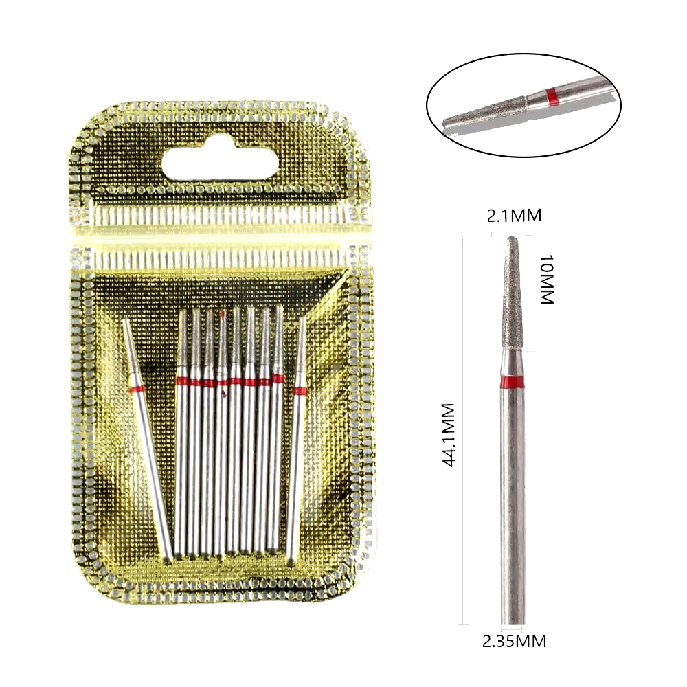 10Pcs Diamond Milling Cutter Nail Drill Bits Set for Manicure Accessory Pedicure Eletric Machine Nail Bit Brush Burr Tools