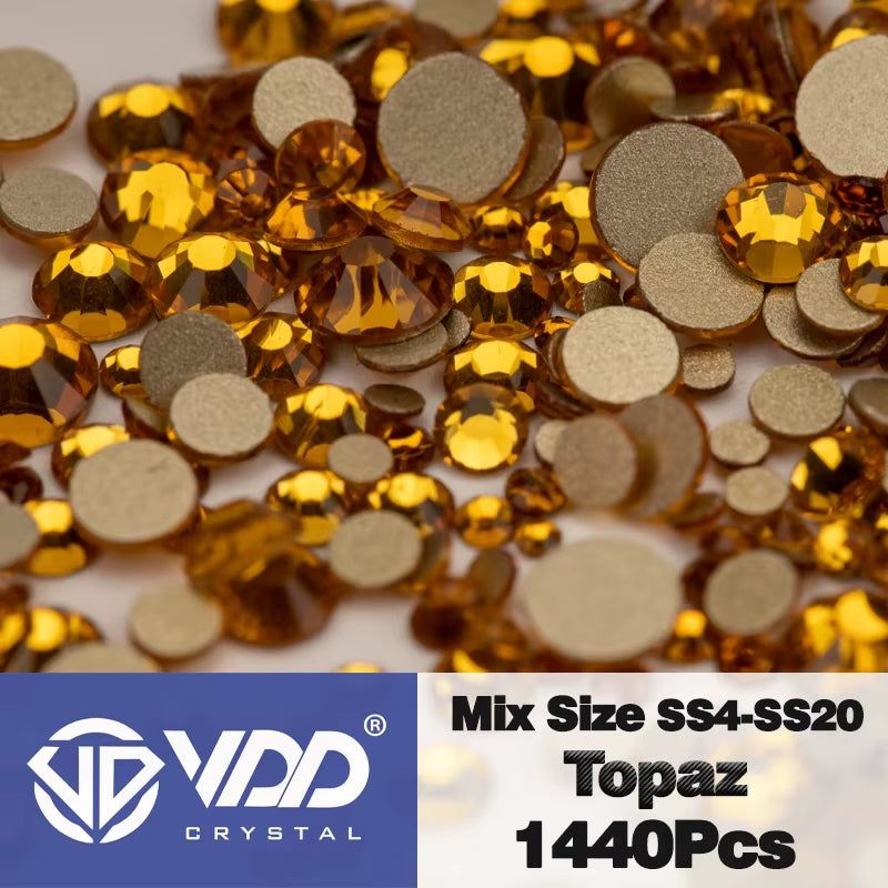 SS4-SS20 Mix Size Clear Crystal Non-Hotfix Gold Flatback Rhinestones Decorations DIY Glitter Stones 3D Nail Art Accessories