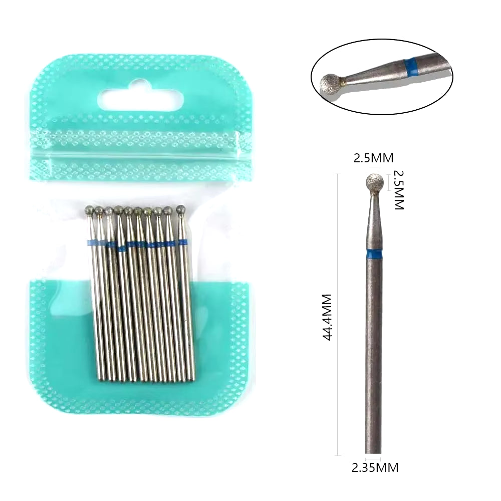 10Pcs Diamond Milling Cutter Nail Drill Bits Set for Manicure Accessory Pedicure Eletric Machine Nail Bit Brush Burr Tools