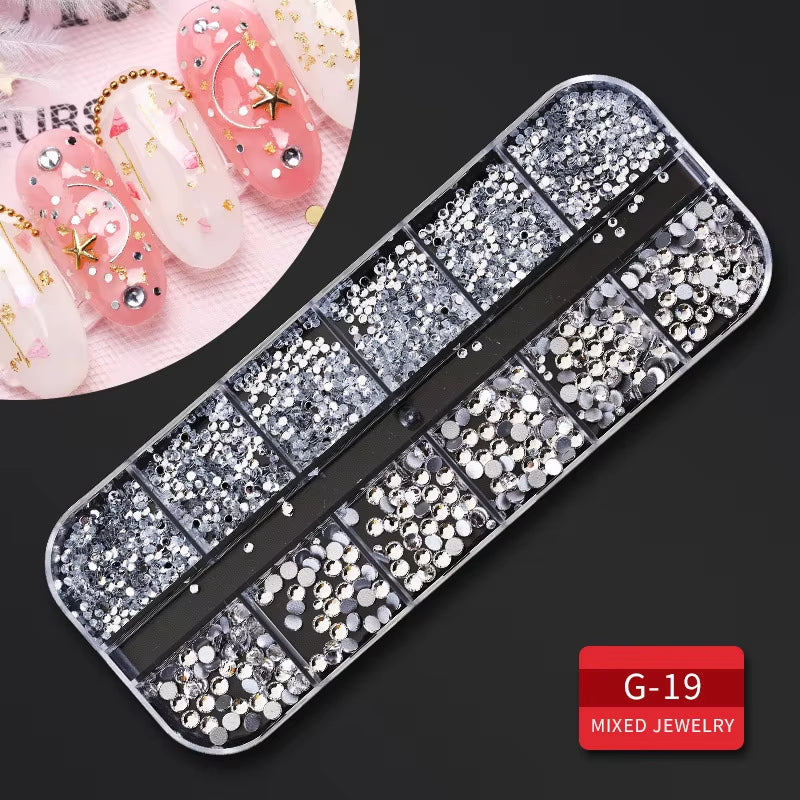 Nail Parts Nail Art Glitter Rhinestone Crystal Gems Jewelry Bead Manicure Decoration Accessories Nail Supplies for Professionals