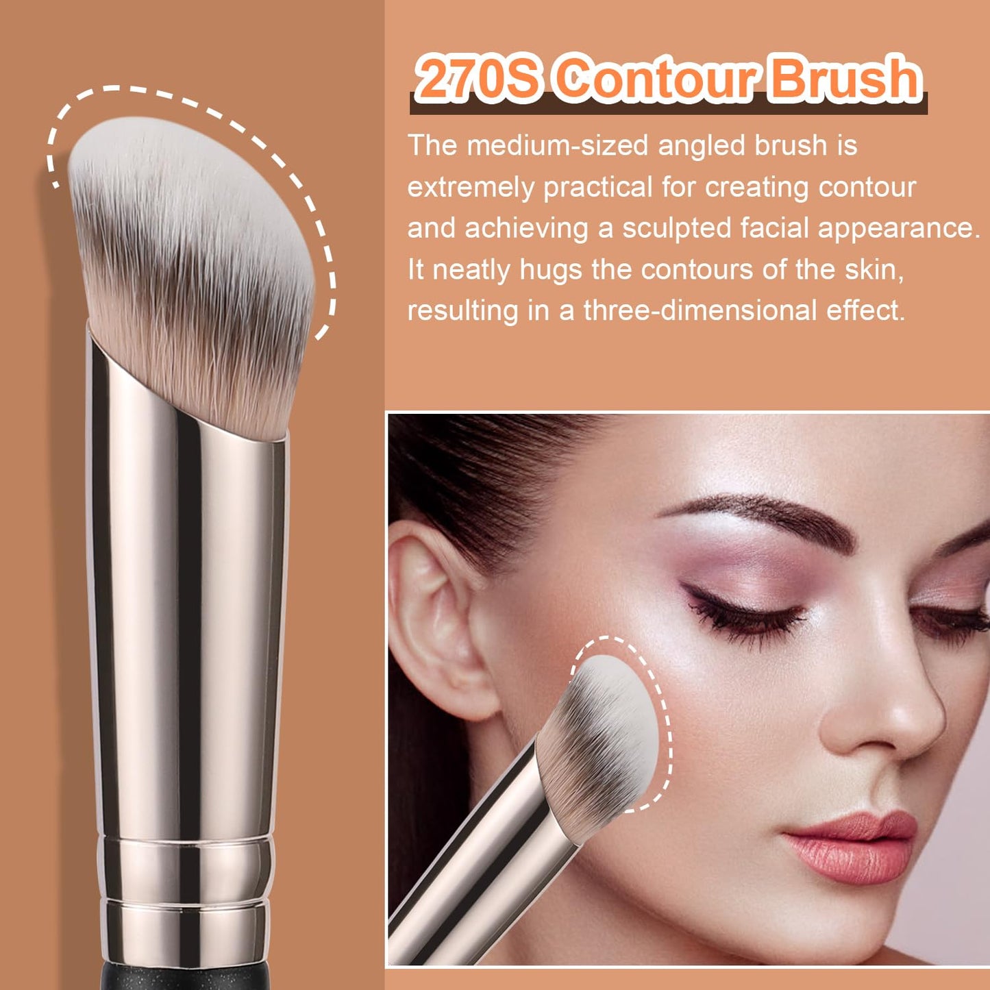 Unter-Augen-Concealer Pinsel, Angewinkelter Kontur Pinsel, Synthetischer Kabuki Pinsel Zum Verbergen, Mischen, Festlegen Und Auftragen Von Flüssigen, Cremes Und Puder-Kosmetika