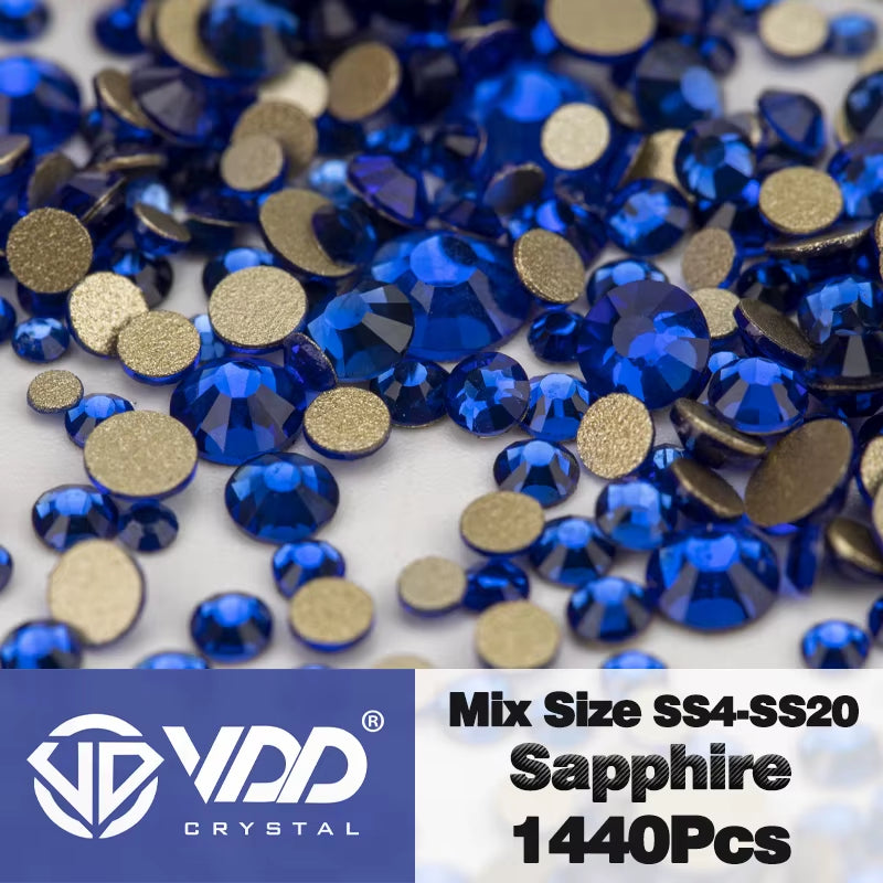 SS4-SS20 Mix Size Clear Crystal Non-Hotfix Gold Flatback Rhinestones Decorations DIY Glitter Stones 3D Nail Art Accessories
