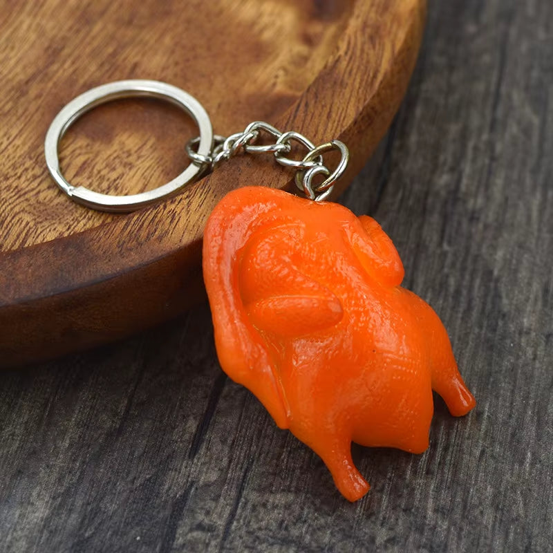 Creative Simulation Food Keychain PVC Model Gift Keychain Soft Glue Fake Braised Pork Belly Roasted Chicken Keychain K4230
