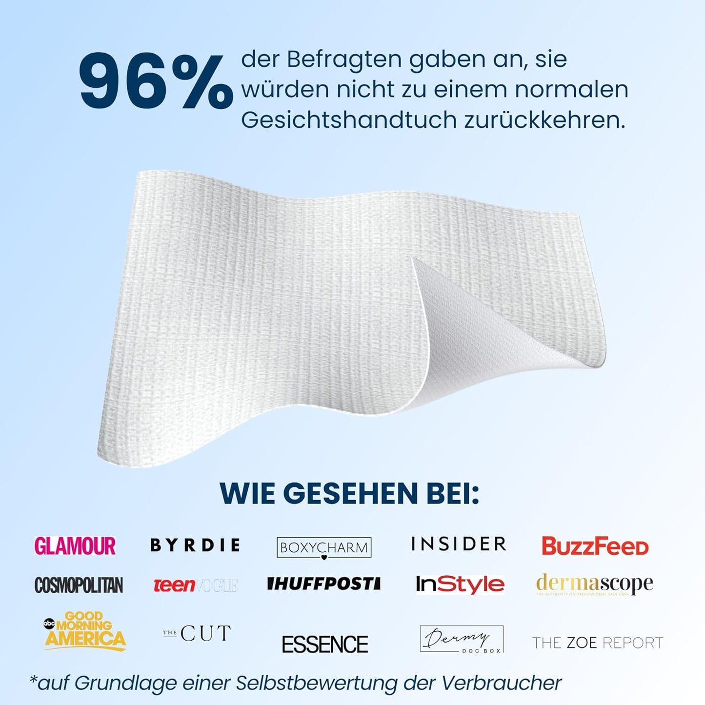 Clean Skin Club Clean Towel Gesichtstuch XL, 100% USDA Zertifizierte Dermatologisch & Klinisch Getestete Gesichtshandtücher, Einweg-Handtücher, Gesichtswaschlappen, Make-Up-Entferner, 50 St., 1-Pack