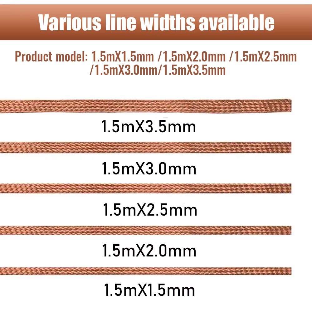 1.5-3.5Mm Desoldering Mesh Braid Tape Copper Welding Point Solder Remover Wire Soldering Wick Tin Lead Cord Flux for Soldering