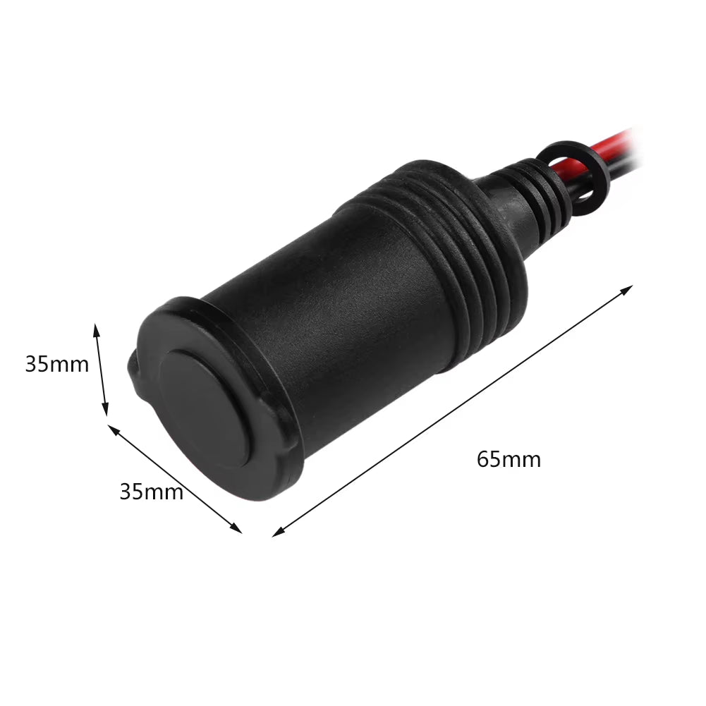 DC 12V 24V Car Motorcycle Truck Cigarette Lighter Socket Charger Cable Female Socket Connector Adapter with 10A Fuse+Cable