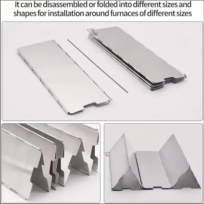 8 Plates / 10 Plates Aluminum Alloy Stove Windscreen, Ultralight Foldable Stove Windshield, Suitable for Outdoor Camping, Picnic