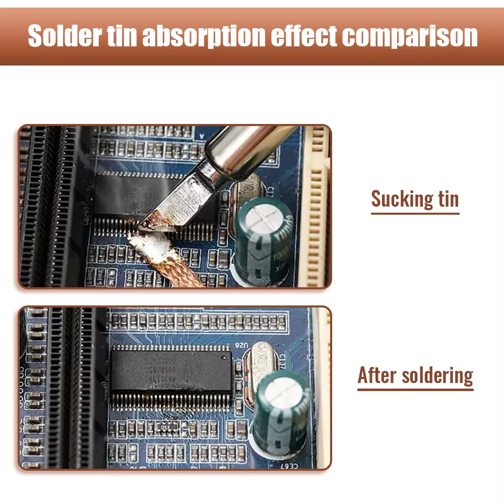 1.5-3.5Mm Desoldering Mesh Braid Tape Copper Welding Point Solder Remover Wire Soldering Wick Tin Lead Cord Flux for Soldering