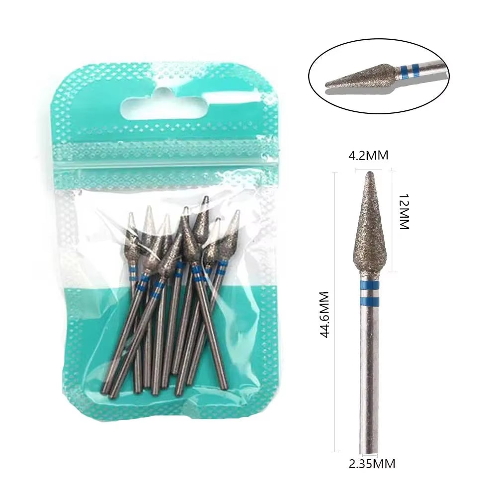 10Pcs Diamond Milling Cutter Nail Drill Bits Set for Manicure Accessory Pedicure Eletric Machine Nail Bit Brush Burr Tools