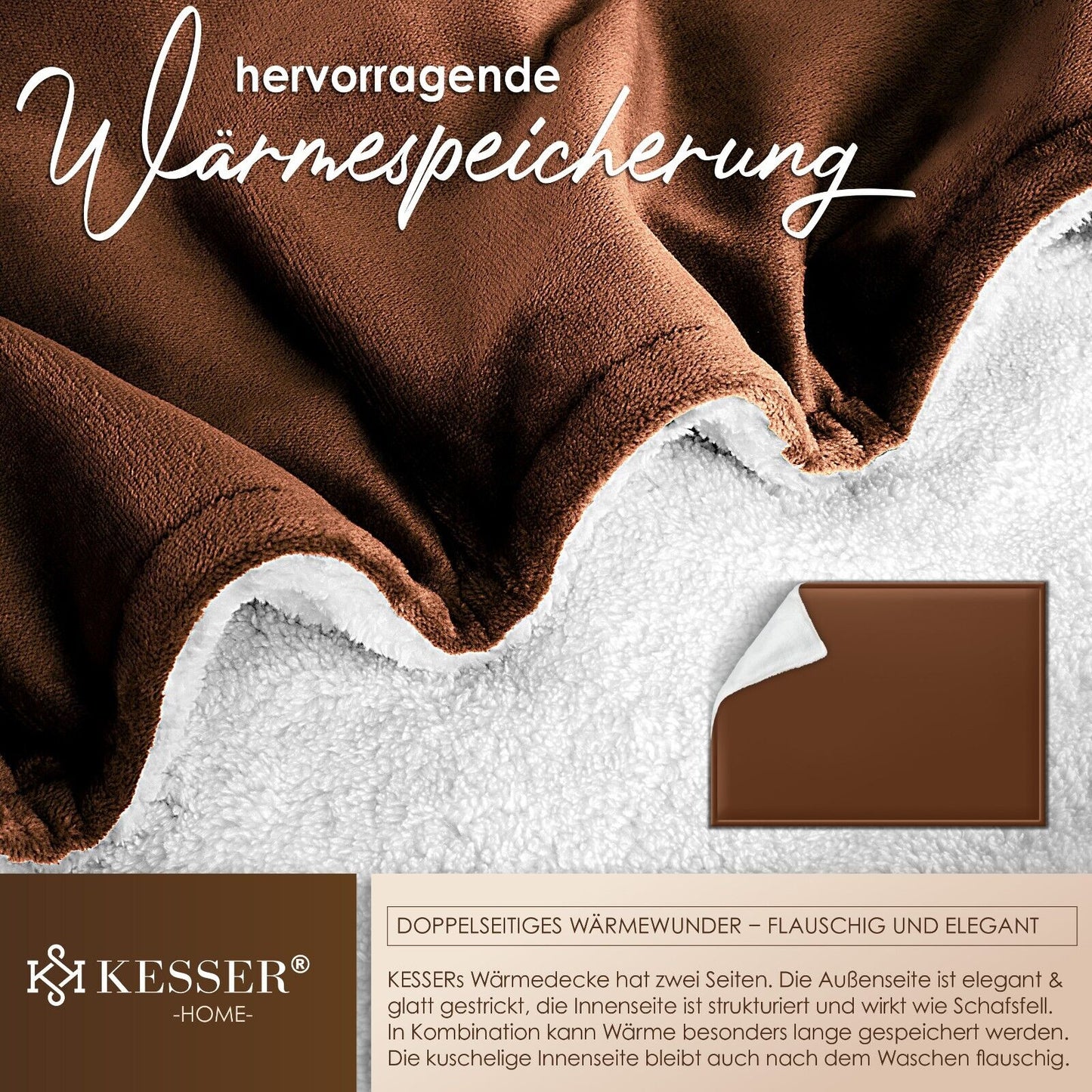 KESSER® Kuscheldecke Flauschig Wohndecke Sherpa Fleece Decke Flanell Bett Sofa