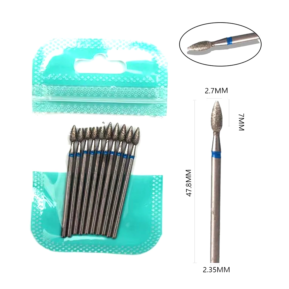 10Pcs Diamond Milling Cutter Nail Drill Bits Set for Manicure Accessory Pedicure Eletric Machine Nail Bit Brush Burr Tools