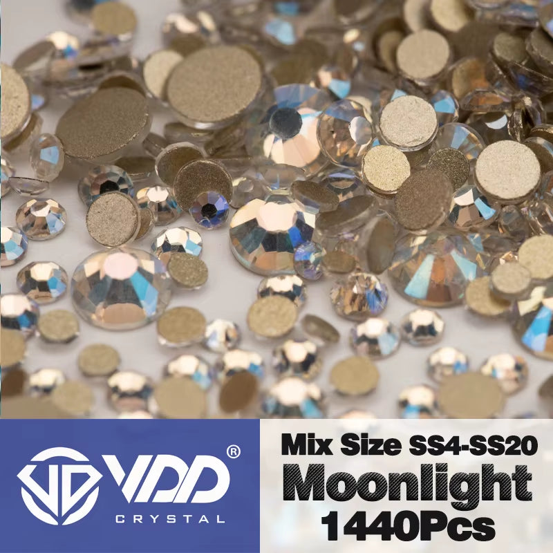 SS4-SS20 Mix Size Clear Crystal Non-Hotfix Gold Flatback Rhinestones Decorations DIY Glitter Stones 3D Nail Art Accessories