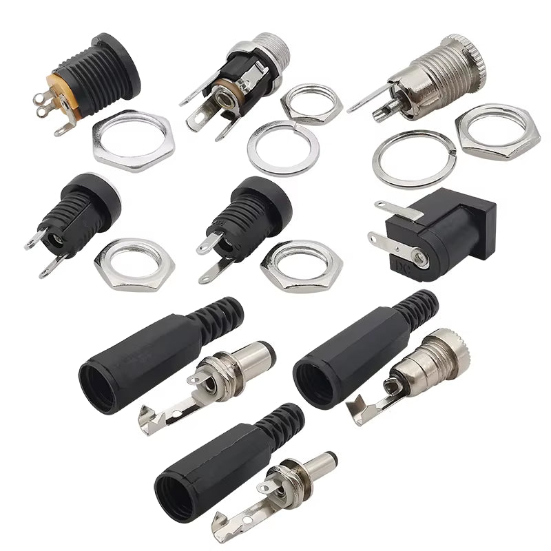 10Pcs DC Connectors 5.5X2.1Mm 3.5X1.3Mm DC Power Plug Male Female Jack Socket Nut Panel Mount DC Power Adapter Connector 5.5*2.1