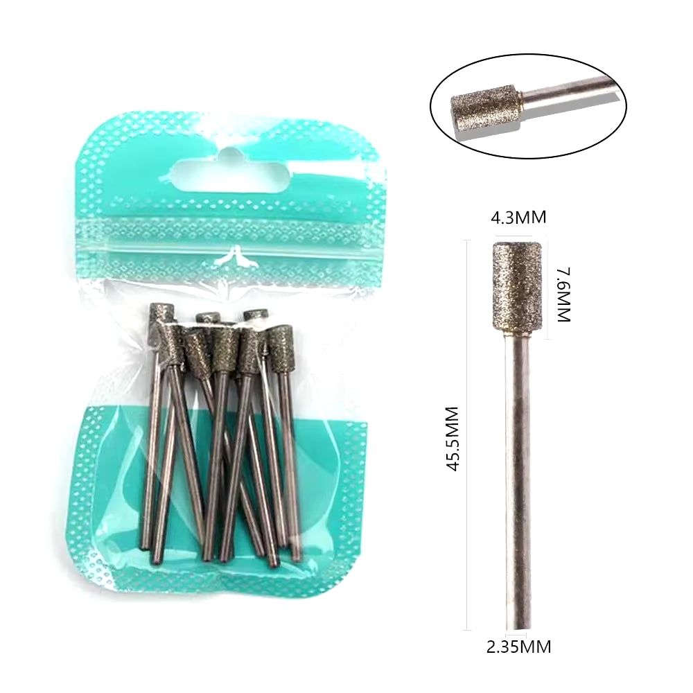 10Pcs Diamond Milling Cutter Nail Drill Bits Set for Manicure Accessory Pedicure Eletric Machine Nail Bit Brush Burr Tools