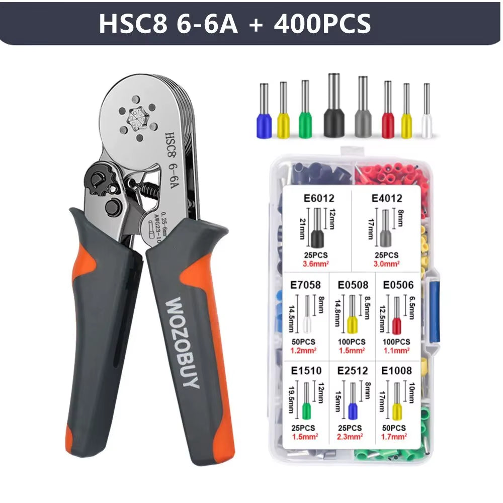 Ferrule Sleeves Terminal Crimping Tools Mini Electrical Pliers HSC8 6-4/6-6(0.25-10Mm²/0.25-6Mm²) Wire Connection Repair Clamp