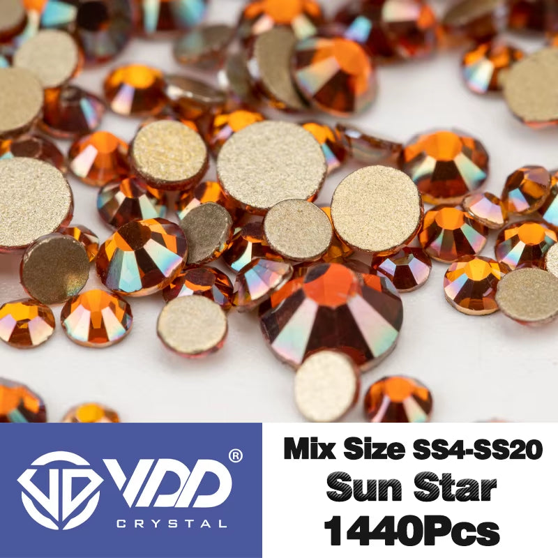 SS4-SS20 Mix Size Clear Crystal Non-Hotfix Gold Flatback Rhinestones Decorations DIY Glitter Stones 3D Nail Art Accessories