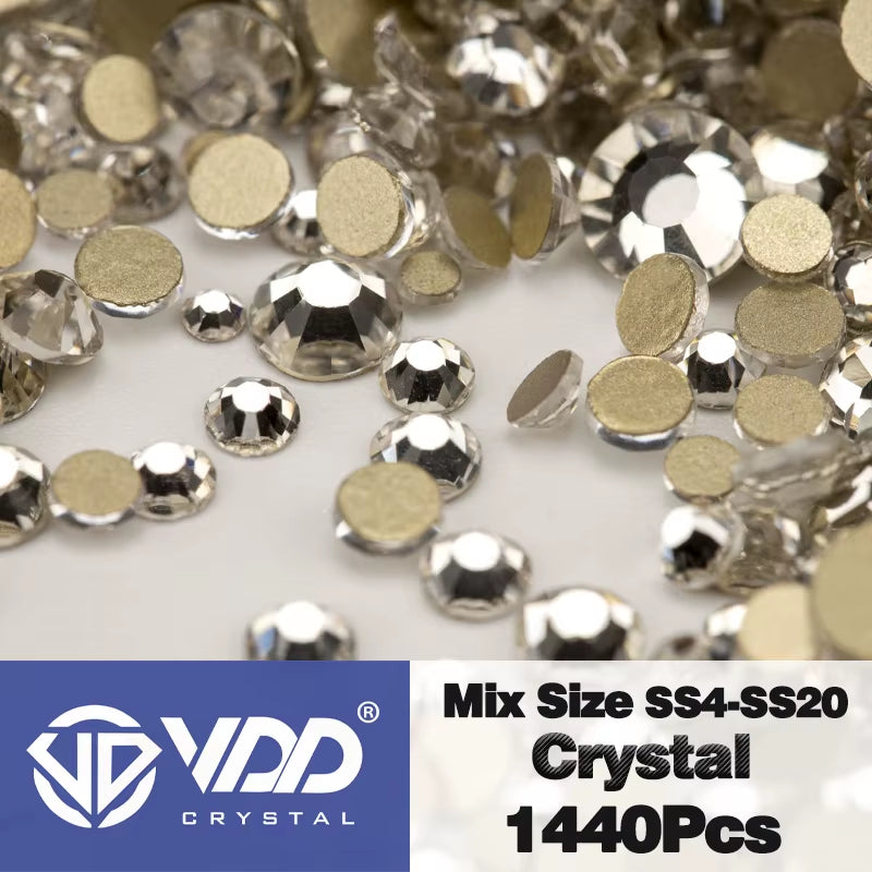 SS4-SS20 Mix Size Clear Crystal Non-Hotfix Gold Flatback Rhinestones Decorations DIY Glitter Stones 3D Nail Art Accessories