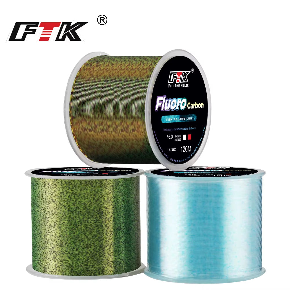 120M Invisible Fishing Line Speckle Fluorocarbon Coating Fishing Line 0.20Mm-0.50Mm 4.13LB-34.32LB Super Strong Spotted Line