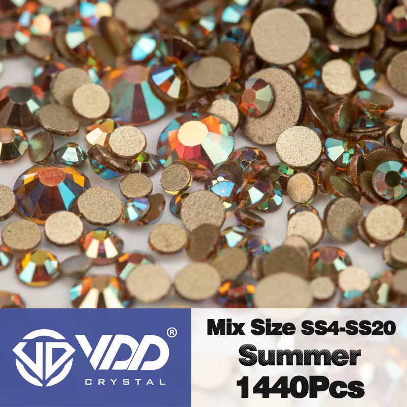 SS4-SS20 Mix Size Clear Crystal Non-Hotfix Gold Flatback Rhinestones Decorations DIY Glitter Stones 3D Nail Art Accessories