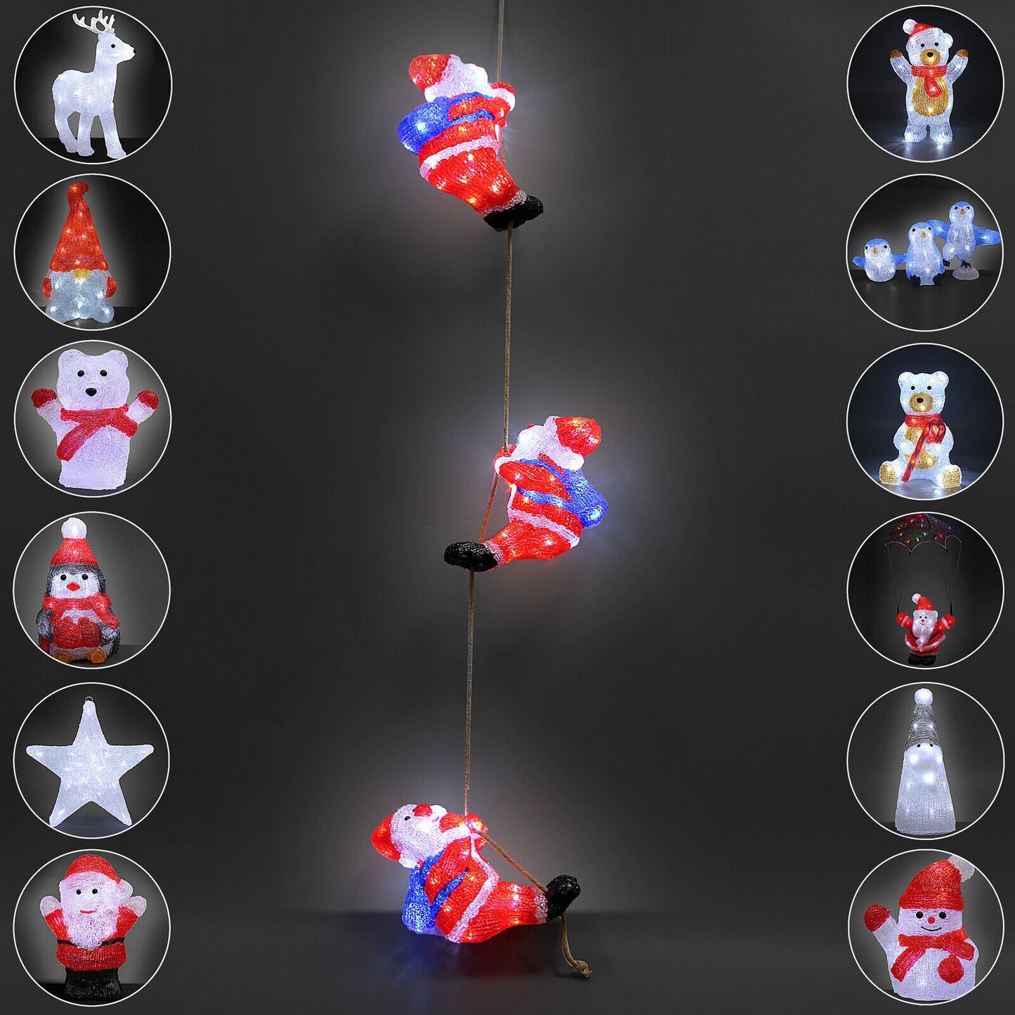 Weihnachtsdeko Acryl Figuren LED Innen Außen Dekofigur Batterie Weihnachten Deko