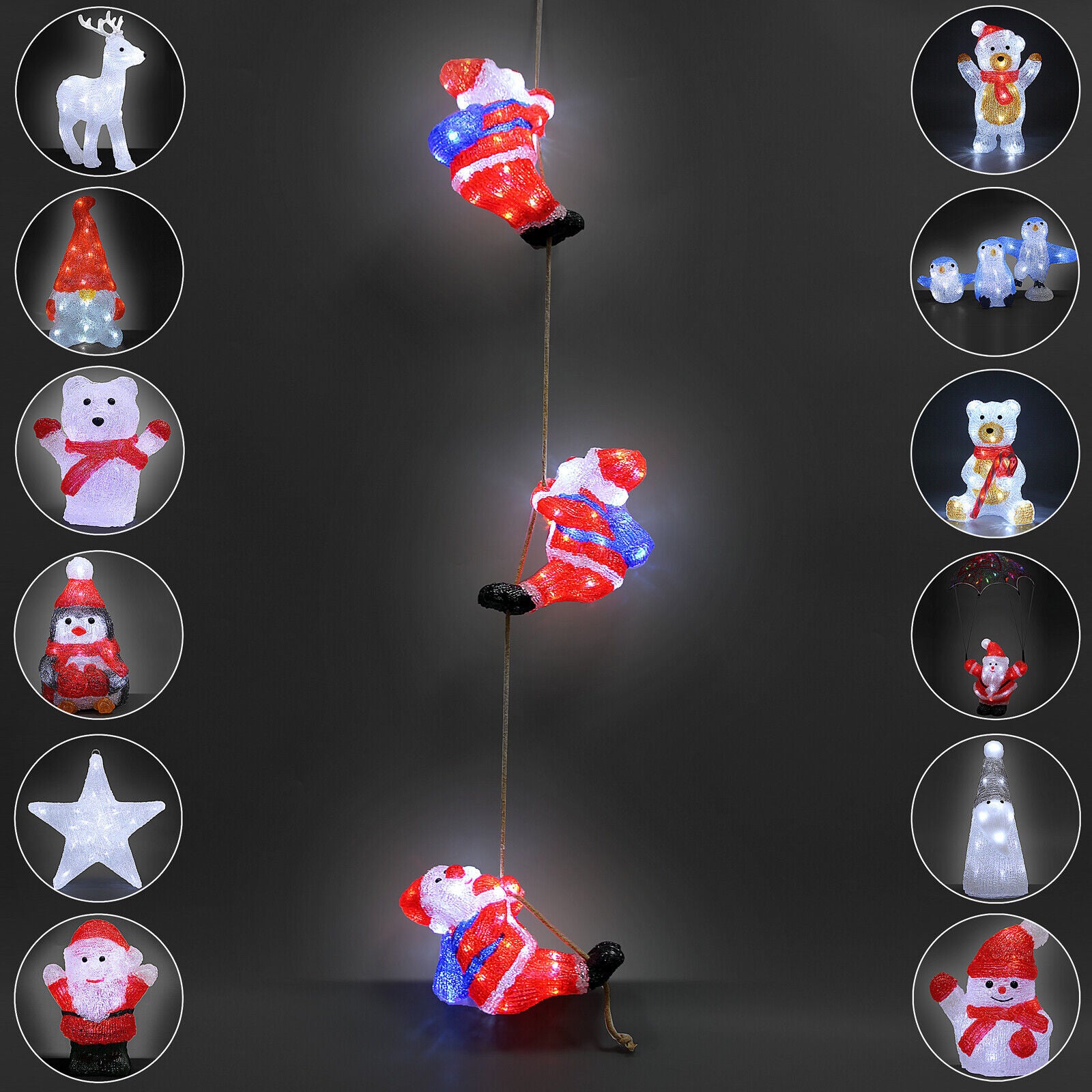 Weihnachtsdeko Acryl Figuren LED Innen Außen Dekofigur Batterie Weihnachten Deko