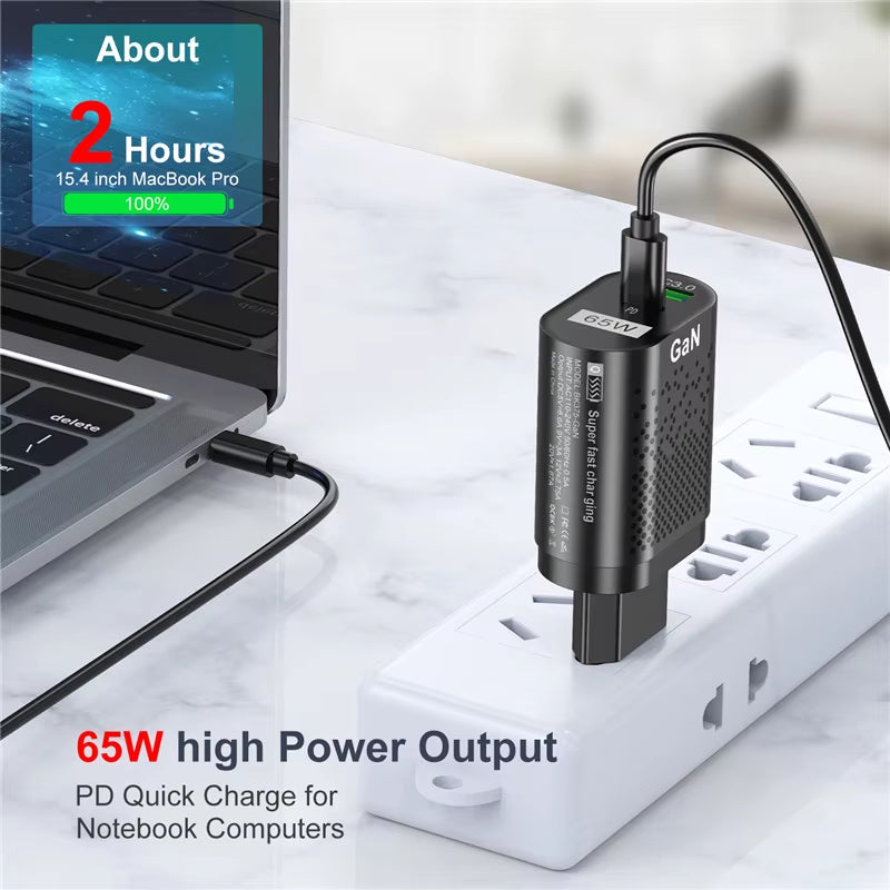 65W Gan Charger USB C PD KR Plugs Fast Charging Gan Charger Phone Quick Charging Type C for Iphone Korean Specification