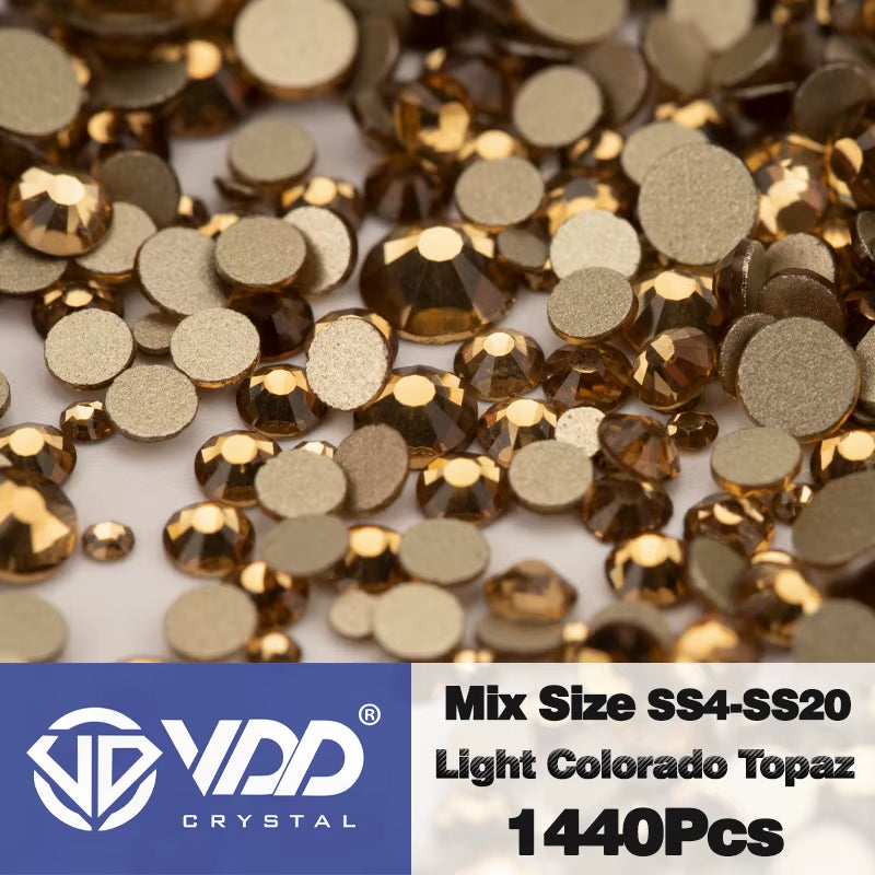 SS4-SS20 Mix Size Clear Crystal Non-Hotfix Gold Flatback Rhinestones Decorations DIY Glitter Stones 3D Nail Art Accessories