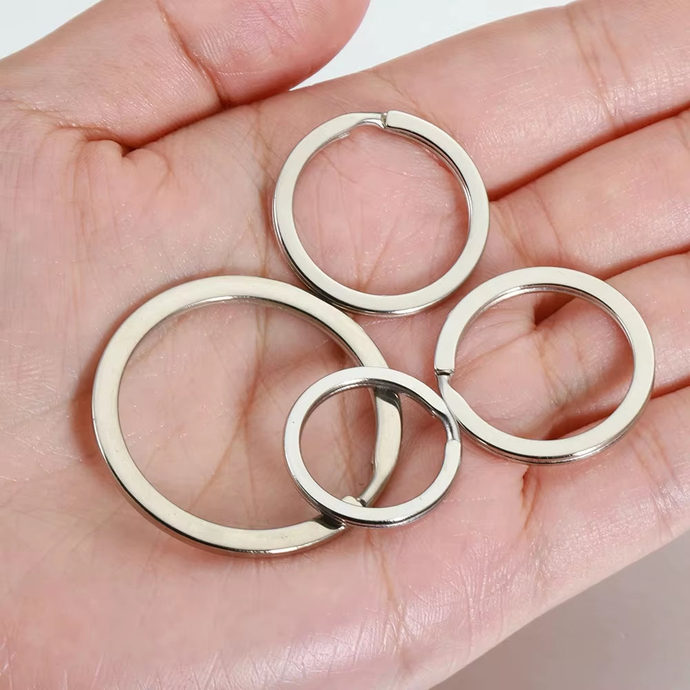 20Pcs Stainless Steel Key Rings 20/25/28/30/35Mm round Flat Line Split Rings Keyring for Jewelry Making Keychain DIY Findings