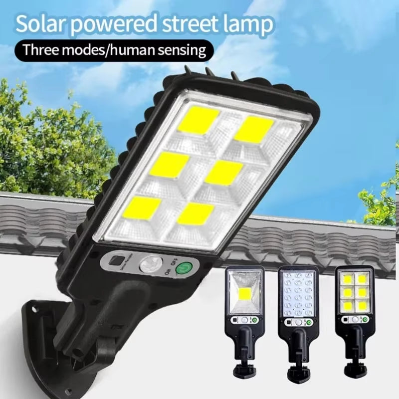 Solar Outdoor Led Courtyard Wall Lamp with 3 Mode Waterproof Motion Sensor Security Lighting Street Lights for Garden Patio Path
