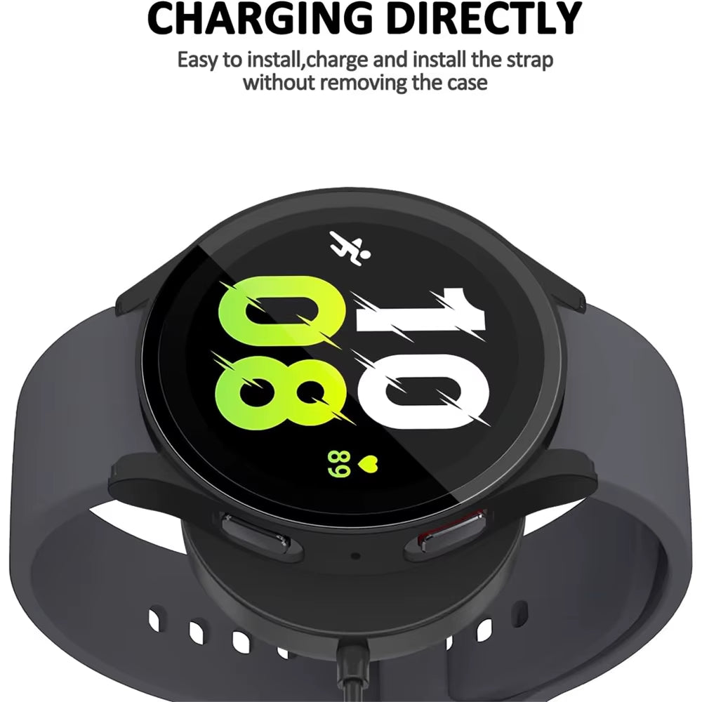 Tempered Glass+ PC Cover for Samsung Galaxy Watch4 5 6 7 44Mm 40Mm All Coverage Protective Bumper Case Galaxy Watch7 Accessories