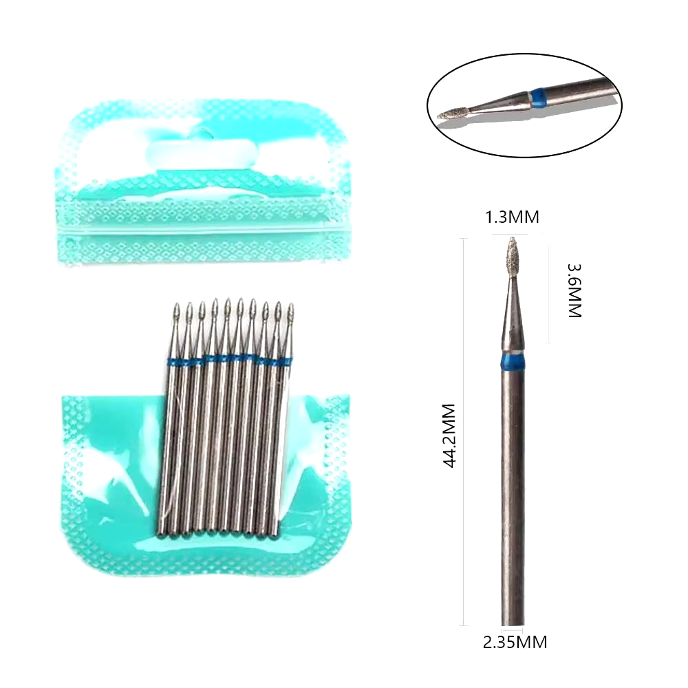 10Pcs Diamond Milling Cutter Nail Drill Bits Set for Manicure Accessory Pedicure Eletric Machine Nail Bit Brush Burr Tools
