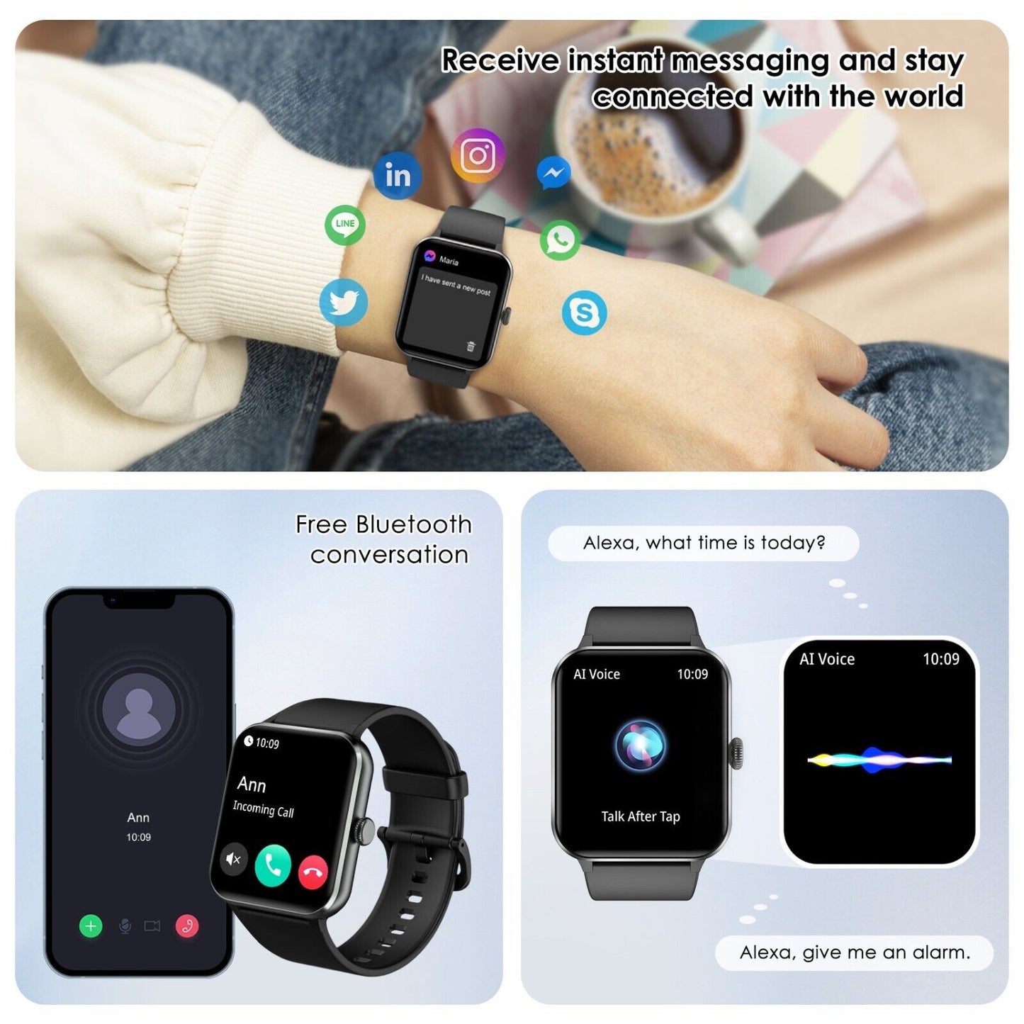 Blackview Smartwatch Damen Herren Mit Bluetooth Anrufe Fitnessuhr Für Android
