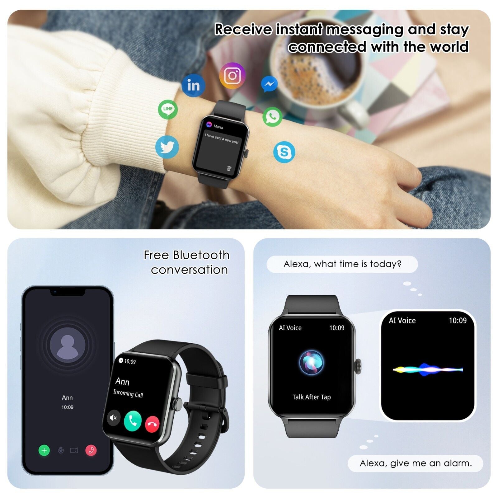 Blackview Smartwatch Damen Herren Mit Bluetooth Anrufe Fitnessuhr Für Android