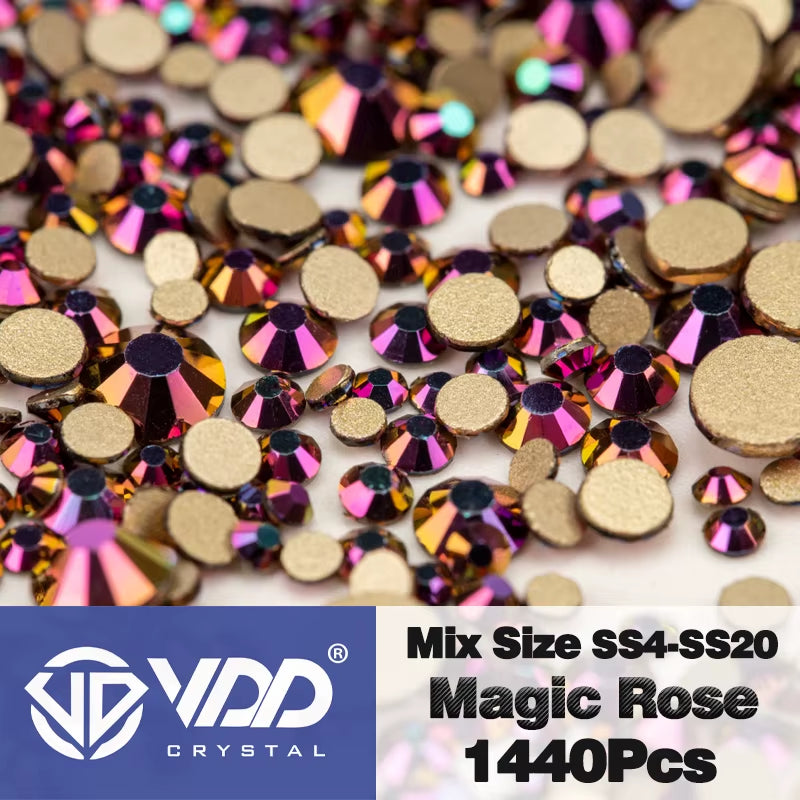 SS4-SS20 Mix Size Clear Crystal Non-Hotfix Gold Flatback Rhinestones Decorations DIY Glitter Stones 3D Nail Art Accessories