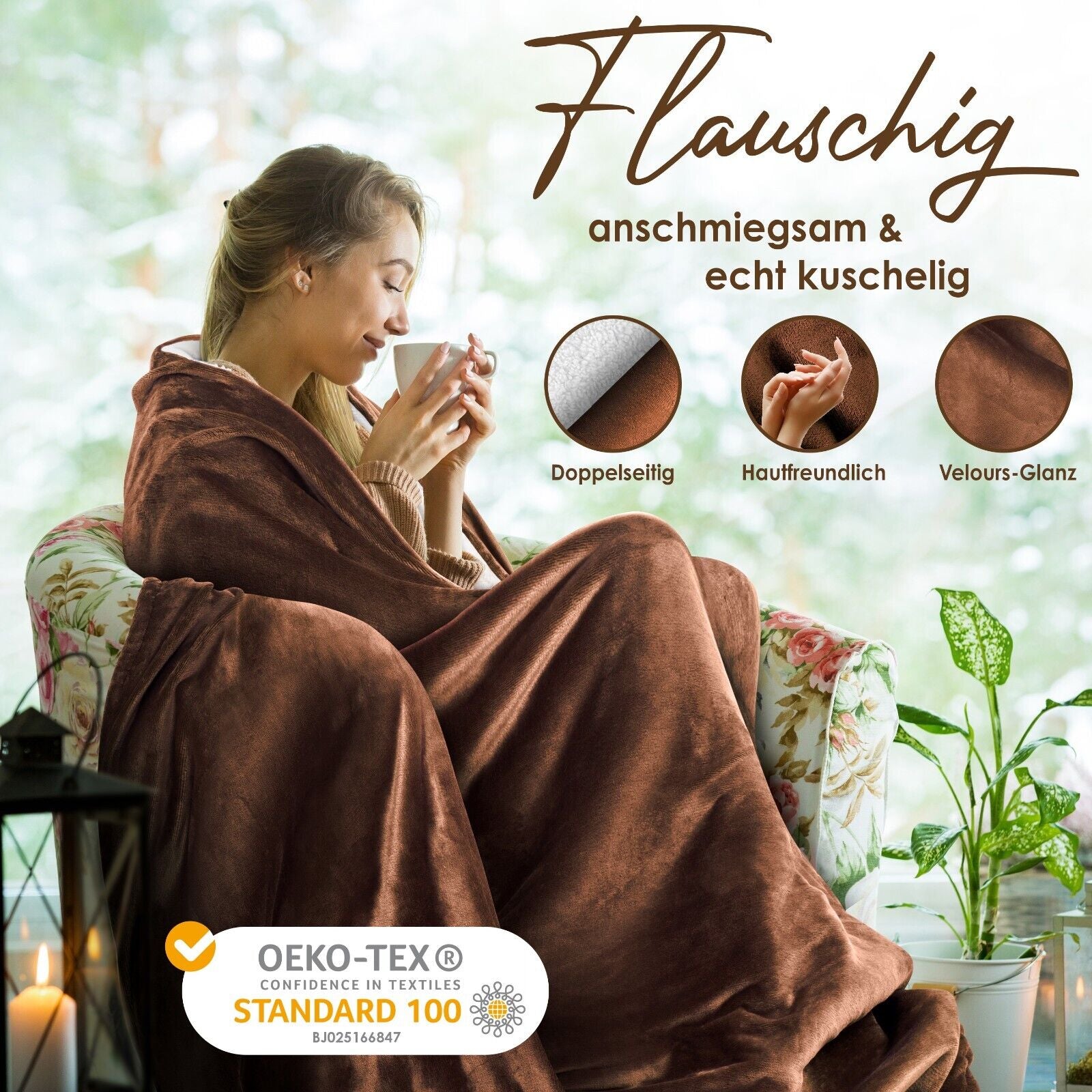 KESSER® Kuscheldecke Flauschig Wohndecke Sherpa Fleece Decke Flanell Bett Sofa