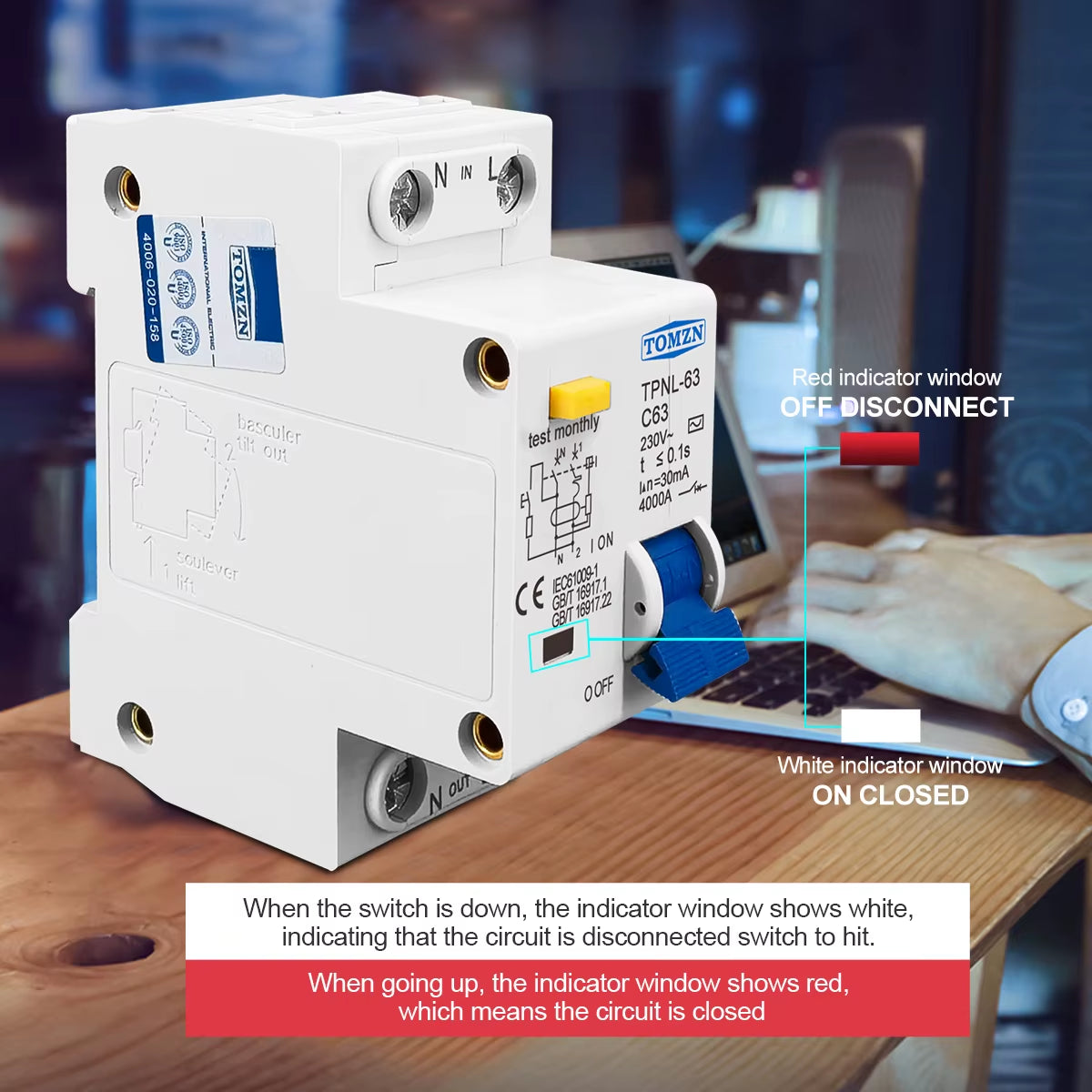 TPNL DPNL 230V 1P+N Residual Current Circuit Breaker with over and Short Current Leakage Protection RCBO MCB