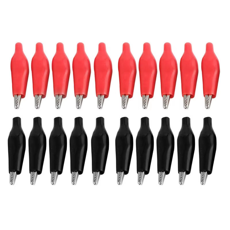 20 Pcs Crocodile Type Clip 28MM Black Red Blue Black Yellow Soft Plastic Coated Testing Probe Mini Alligator Test Clips