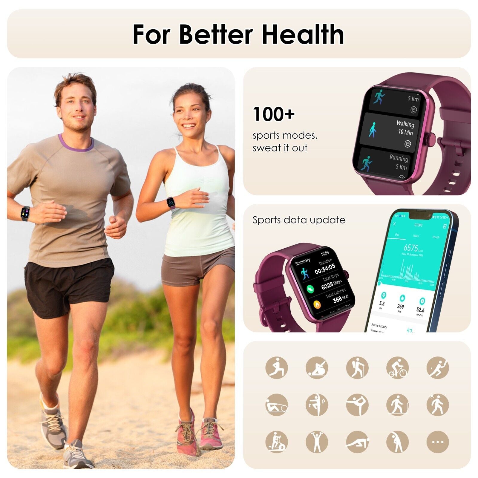 Blackview Smartwatch Damen Herren Mit Bluetooth Anrufe Fitnessuhr Für Android