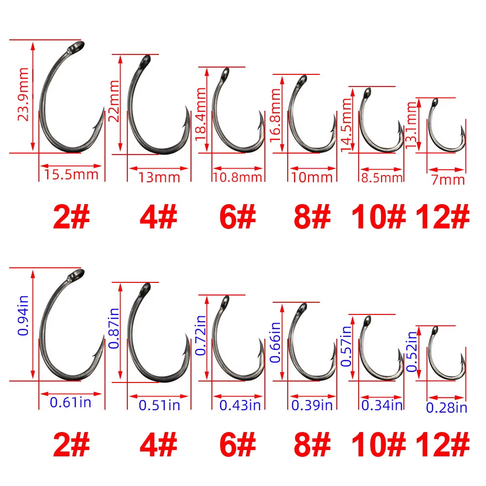 50Pcs Coating High Carbon Stainless Steel Barbed Hooks Carp Fishing Hooks Pack with Retail Original Box 8011