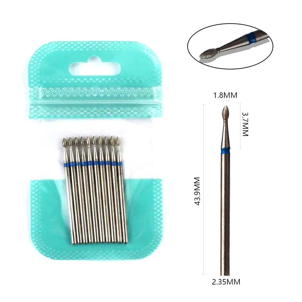 10Pcs Diamond Milling Cutter Nail Drill Bits Set for Manicure Accessory Pedicure Eletric Machine Nail Bit Brush Burr Tools