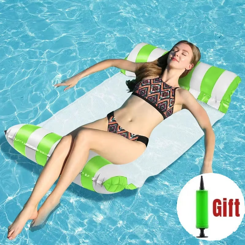 Water Hammock Recliner Inflatable Floating Swimming Mattress Pool Float Mats Sea Mattress Pool Party Inflatable Pool Accessories
