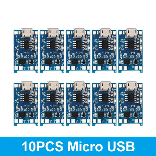5Pcs 10Pcs Type-C Micro USB 5V 1A 18650 TP4056 Lithium Battery Charger Module Charging Board with Protection Dual Functions 1A