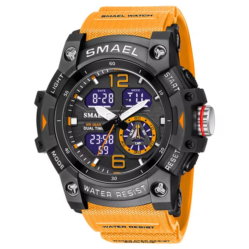 Sport Watch Military Wristwatch for Men Alarm Stopwatch LED Digital Back Light Dual Time Display Waterproof Watch Men 8007