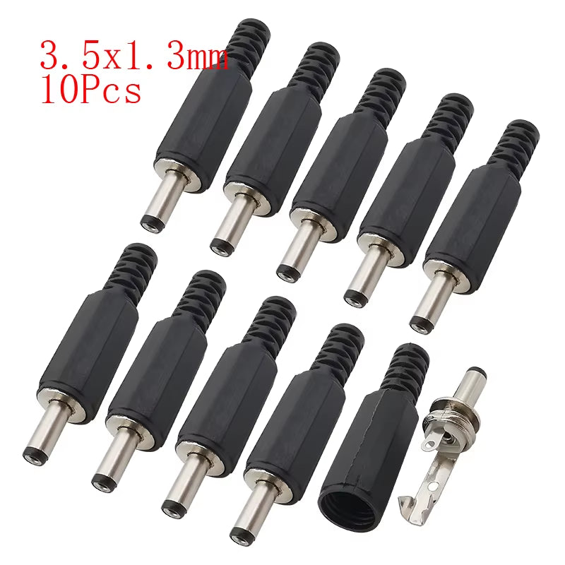 10Pcs DC Connectors 5.5X2.1Mm 3.5X1.3Mm DC Power Plug Male Female Jack Socket Nut Panel Mount DC Power Adapter Connector 5.5*2.1