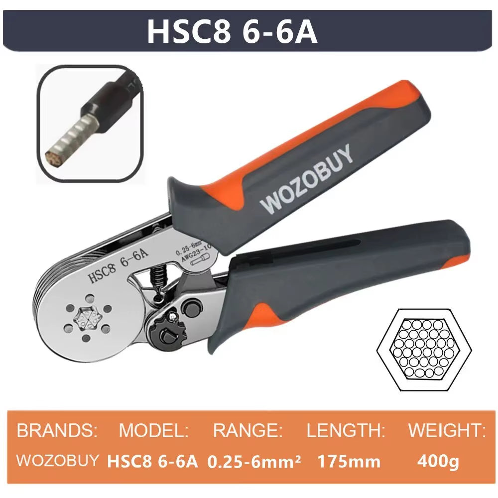Ferrule Sleeves Terminal Crimping Tools Mini Electrical Pliers HSC8 6-4/6-6(0.25-10Mm²/0.25-6Mm²) Wire Connection Repair Clamp